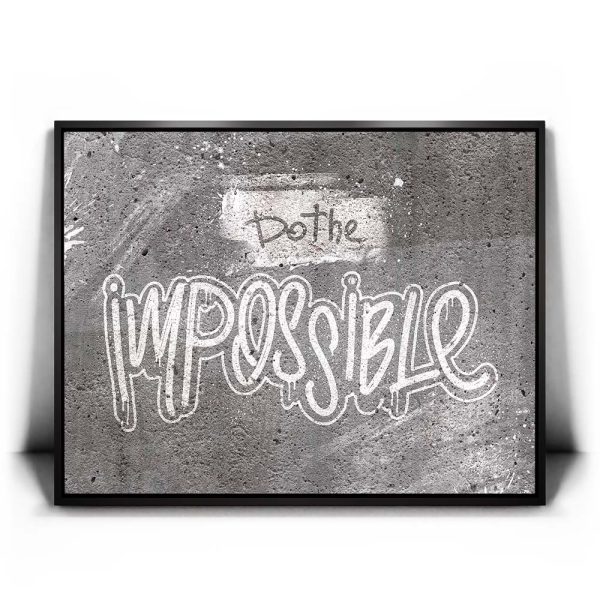 Do The Impossible - Stencil - Black and White I Canvas