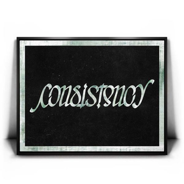 Consistency Ambigram - Money Green Border Canvas