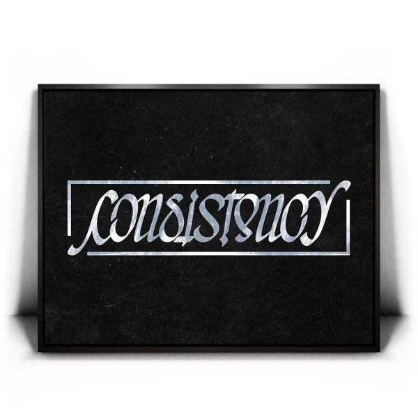 Consistency Ambigram - Grey Canvas