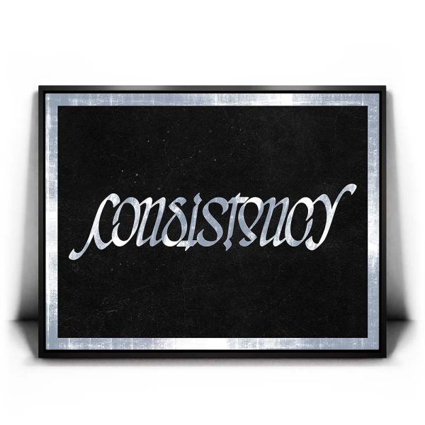 Consistency Ambigram - Grey Border Canvas