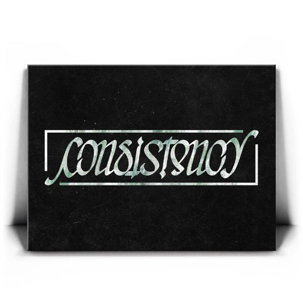 Consistency Ambigram - Money Green Canvas - Image 2