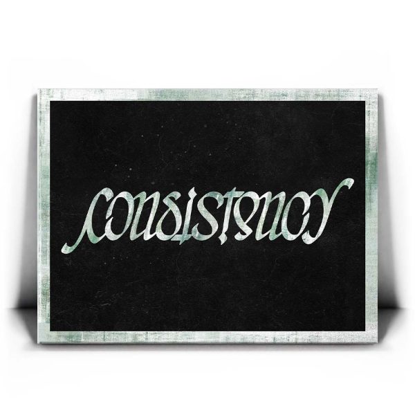 Consistency Ambigram - Money Green Border Canvas - Image 2