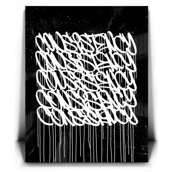 Consistency Graffiti - Black and White II Canvas - Image 2