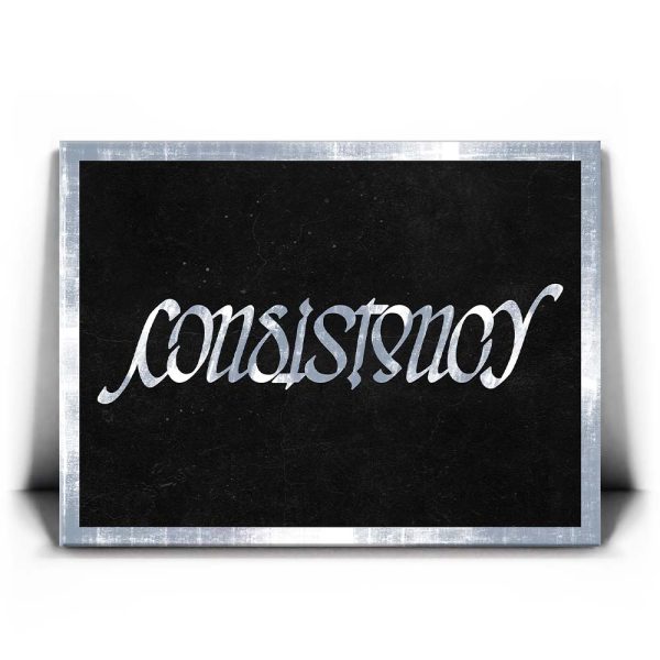 Consistency Ambigram - Grey Border Canvas - Image 2
