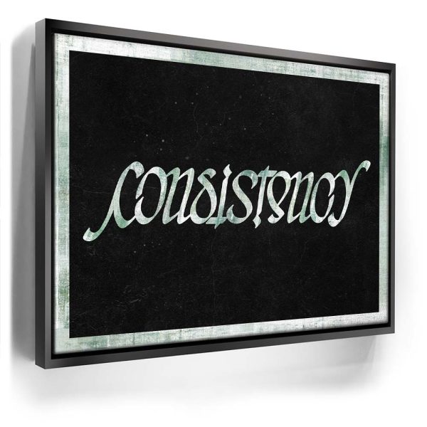 Consistency Ambigram - Money Green Border Canvas - Image 3