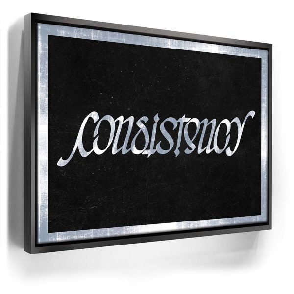 Consistency Ambigram - Grey Border Canvas - Image 3