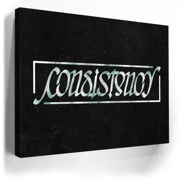 Consistency Ambigram - Money Green Canvas - Image 4