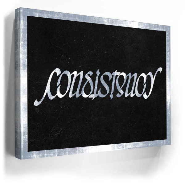 Consistency Ambigram - Grey Border Canvas - Image 4
