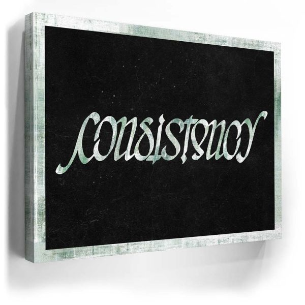 Consistency Ambigram - Money Green Border Canvas - Image 4